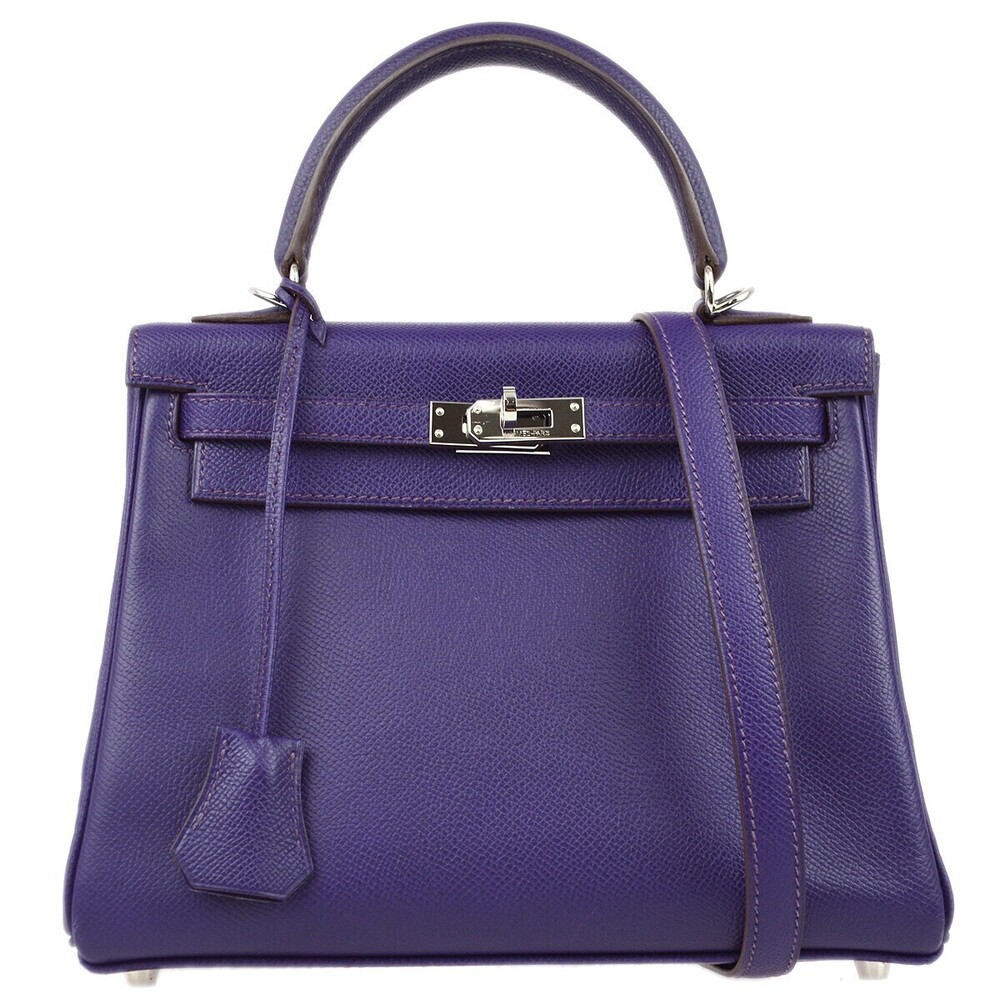 Hermes Kelly Purple Epsom with Palladium Hardware 25